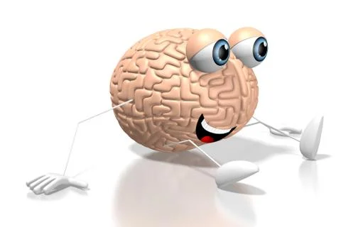 3D brain cartoon character Stock Illustration