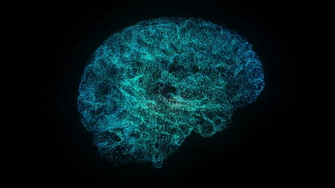 3D Brain with hologram effect represented artificial intelligence or machine Stock Footage 169218086