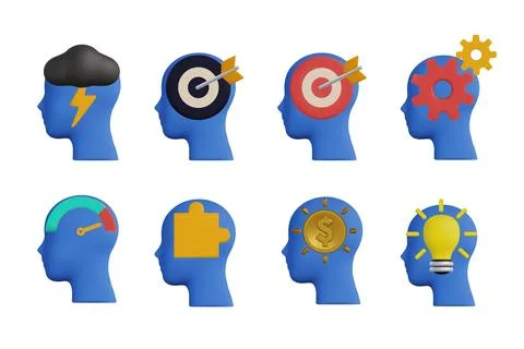 3d Brain Process Icon Vector Design 스톡 일러스트