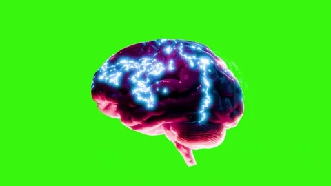 3D Brain Rotation with Electric Effects | Z-Axis Spin Animation Stock Footage 305744249
