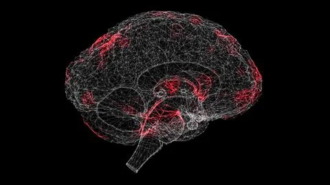 3D Brain Scan. Brain Scanning Interface. HUD Brain analyze. Medical Science A Illustrazione stock