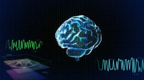 3d brain wave scanning screen Stock Footage 8853754