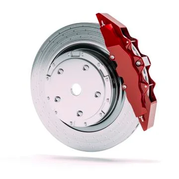 3d brake disk and caliper on white background Stock Illustration