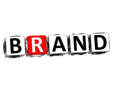 3d brand button click here block text Stock Illustration