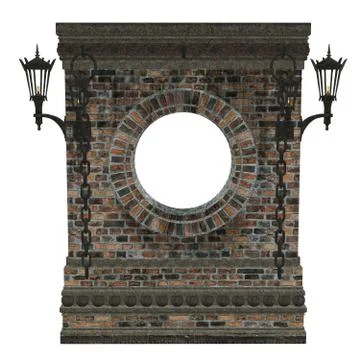 3d brick wall with round window Иллюстрация