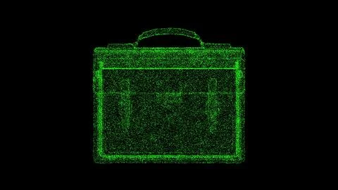 3D Briefcase rotates on black background. Business case. Business advertisi.. Stock Illustration