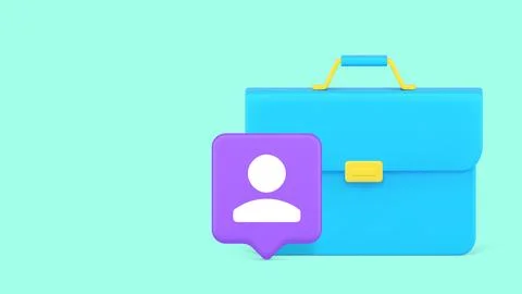 3d briefcase with a user profile icon for business portfolio concepts. Minima Stock-Illustration
