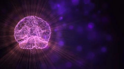 3d bright animation of a brain and confusing thoughts interpreted by glittering Stock Footage 121811889