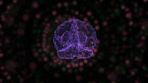 3d bright animation of a brain and confusing thoughts interpreted by bokeh Stock Footage 121812511