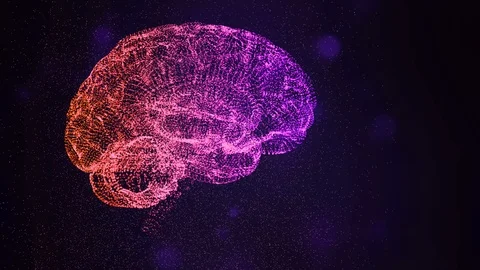3d bright animation of a brain and confusing thoughts interpreted by glittering Stock Footage 121813302