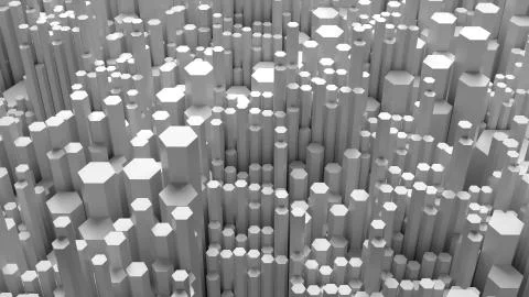 3d bright background with simple geometry shapes with different height. Elega Stock Illustration