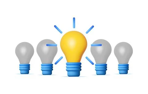 3D Bright Light Idea Bulb Stock Illustration