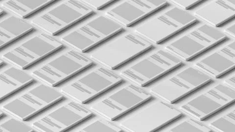 3d bright render background with a lot of abstract phones. Stock Illustration