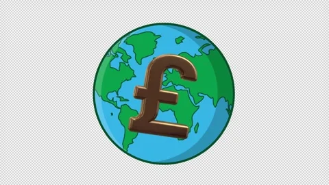 3D British Pound Globe Symbol Animation Stock Footage 341748503