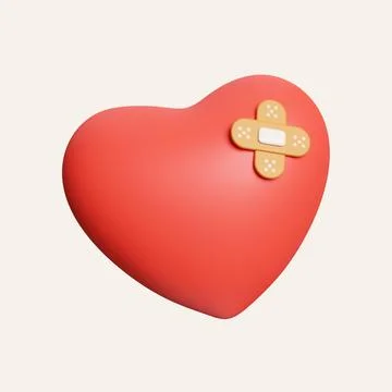 3d broken and fixed heart. Simple icon for web and app. Modern trendy design Stock Illustration