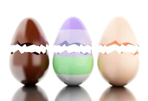 3d Broken Easter eggs. Stock Illustration