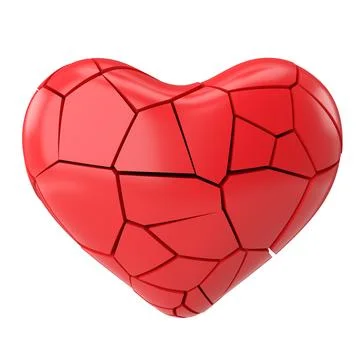3D broken heart. Heartbroken. 3D illustration. Stock Illustration