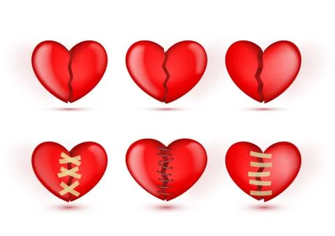 3D Broken Hearts vector Icons In Patches イラスト素材