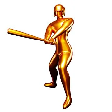 3d Bronze Baseball Player Clip Art Hitting With a Baseball Bat. Viewed From.. Stock-Illustration