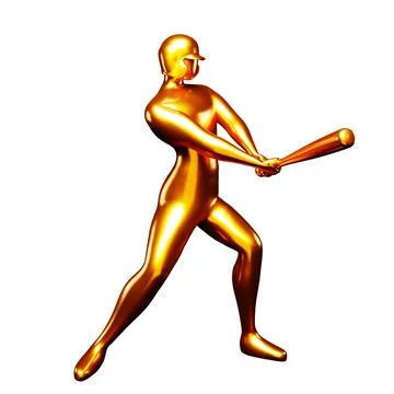 3d Bronze Baseball Player Clip Art Hitting With a Baseball Bat. Viewed From.. Stock Illustration
