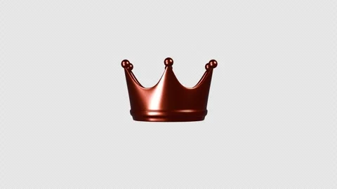 3D Bronze Crown Rotating Reveal Transparent Background 4K Stock Footage 332855413