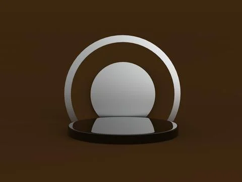 3D Brown and Silver Studio Podium with Abstract Elements Stock Illustration