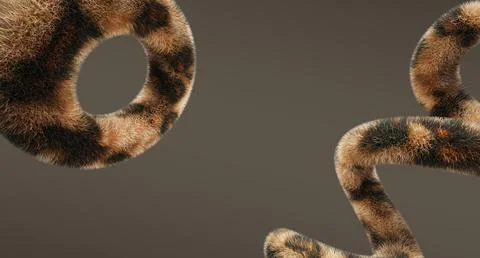 3d brown background with fluffy geometric shapes with pattern of leopard skin Illustrazione stock