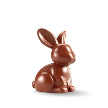 3D brown chocolate easter bunny isolated Stock Illustration