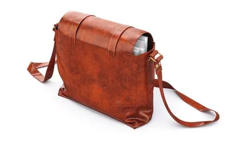 3d brown leather case on white background Stock Illustration