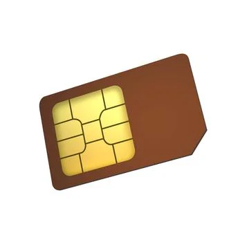 3D Brown mobile phone sim card chip Stock Illustration