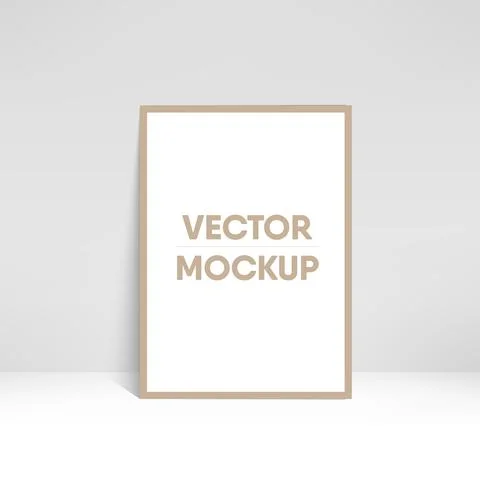 3d brown picture frame design. Vector. Stock Illustration