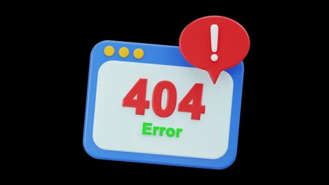 3D Browser 404 Error Page Not Found Animation, Alpha Channel Stock Footage 312625099