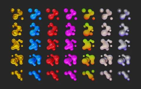 3d bubble. Liquid color lava blob. Fluid lamp spheres or fluorescent shape Stock Illustration