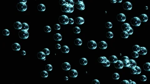 3d bubbles constantly floating from left to right on black background 60 FPS Video stock 235946180