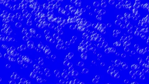 3D bubbles constantly rise up on blue background 60FPS. Abstract festive Video stock 235946018