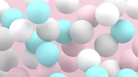 3d bubbles. Spheres background. Abstract wallpaper. Flying 3d round shapes. Stock-Illustration