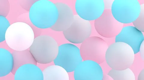 3d bubbles. Spheres background. Abstract wallpaper. Flying geometric shapes. Stock-Illustration