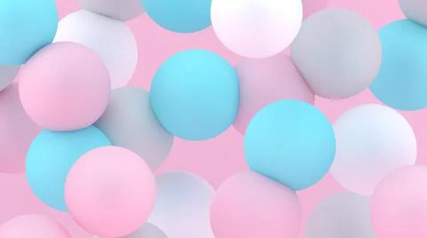 3d bubbles. Spheres background. Abstract wallpaper. Flying geometric shapes. Stock-Illustration