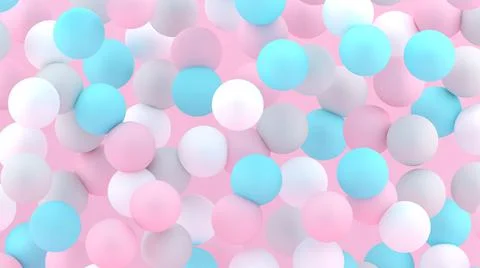 3d bubbles. Spheres background. Abstract wallpaper. Flying geometric shapes. Stock Illustration