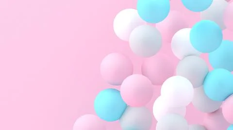 3d bubbles. Spheres background. Abstract wallpaper. Flying geometric shapes. Stock-Illustration