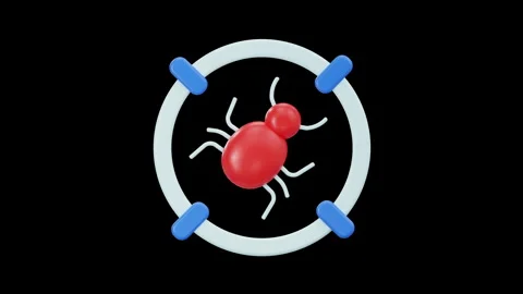 3D Bug Scan Virus Detection Animation Icon, Alpha Channel Stock Footage 312625174