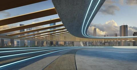 3D The building features unique architecture and reflective surfaces that c.. Illustrazione stock