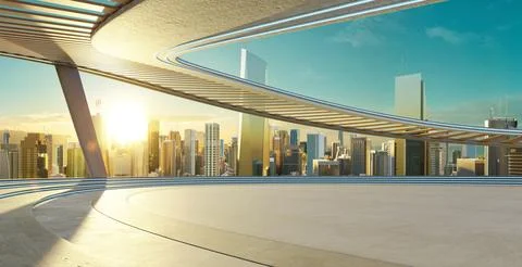 3D The building features unique architecture and reflective surfaces that c.. Ilustración de archivo