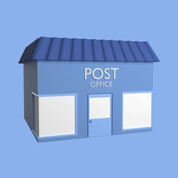 3d building postal service isolated on blue background Ilustração Stock