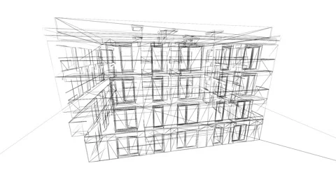 3d Building Sketch Video stock 253408013