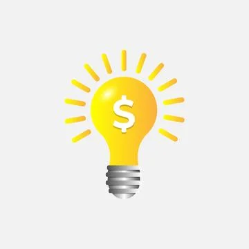 3D bulb with dollar sign vector icon Stock Illustration