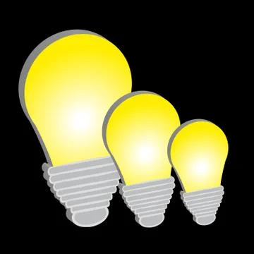 3D bulbs isolated on black background Stock Illustration