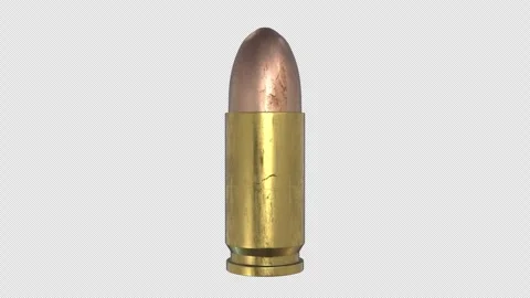 3D Bullet Rotating on a Transparent Background. Seamless Loop. 4K Stock Footage 286863176