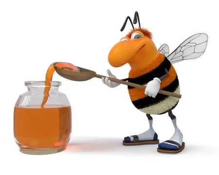 3d bumblebee with a honey can Stock Illustration