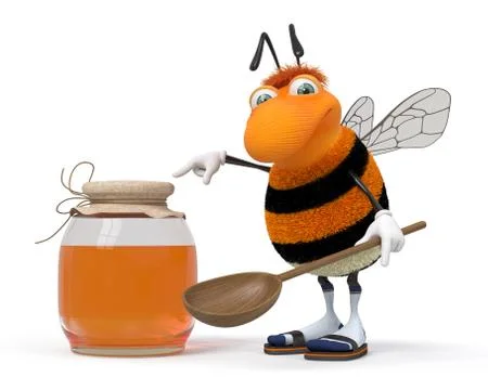 3d bumblebee with a honey can Stock Illustration